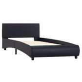 Sommier en similicuir noir avec LED et télécommande, photo produit sans matelas #Couleur_Noir