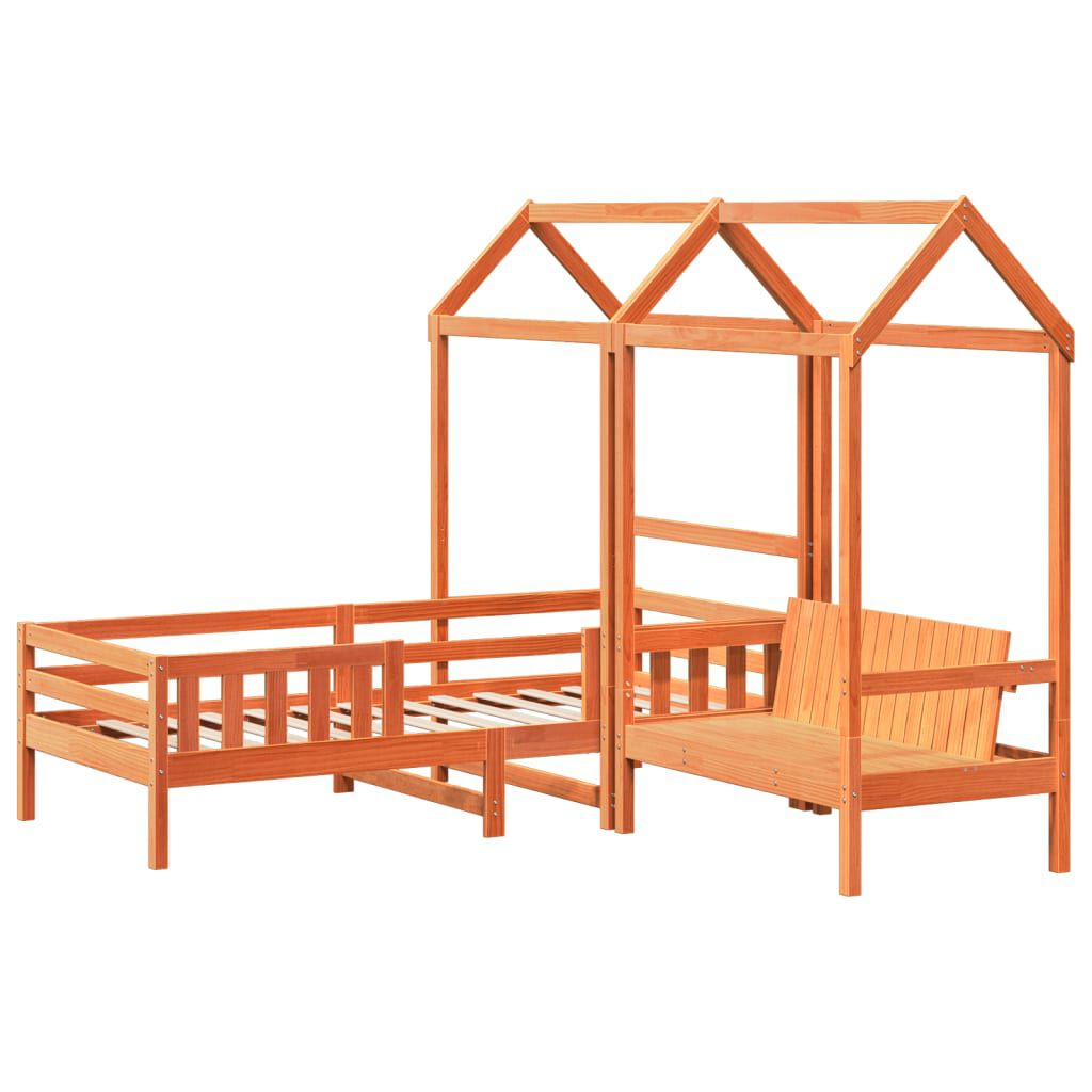 Lit cabane avec banc et toit