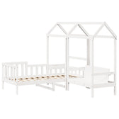 Lit de jour cabane avec banc et toit blanc