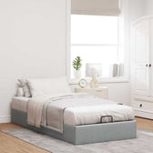 Sommier coffre en tissu gris clair, coffre fermé, photo produit #Couleur_Gris clair