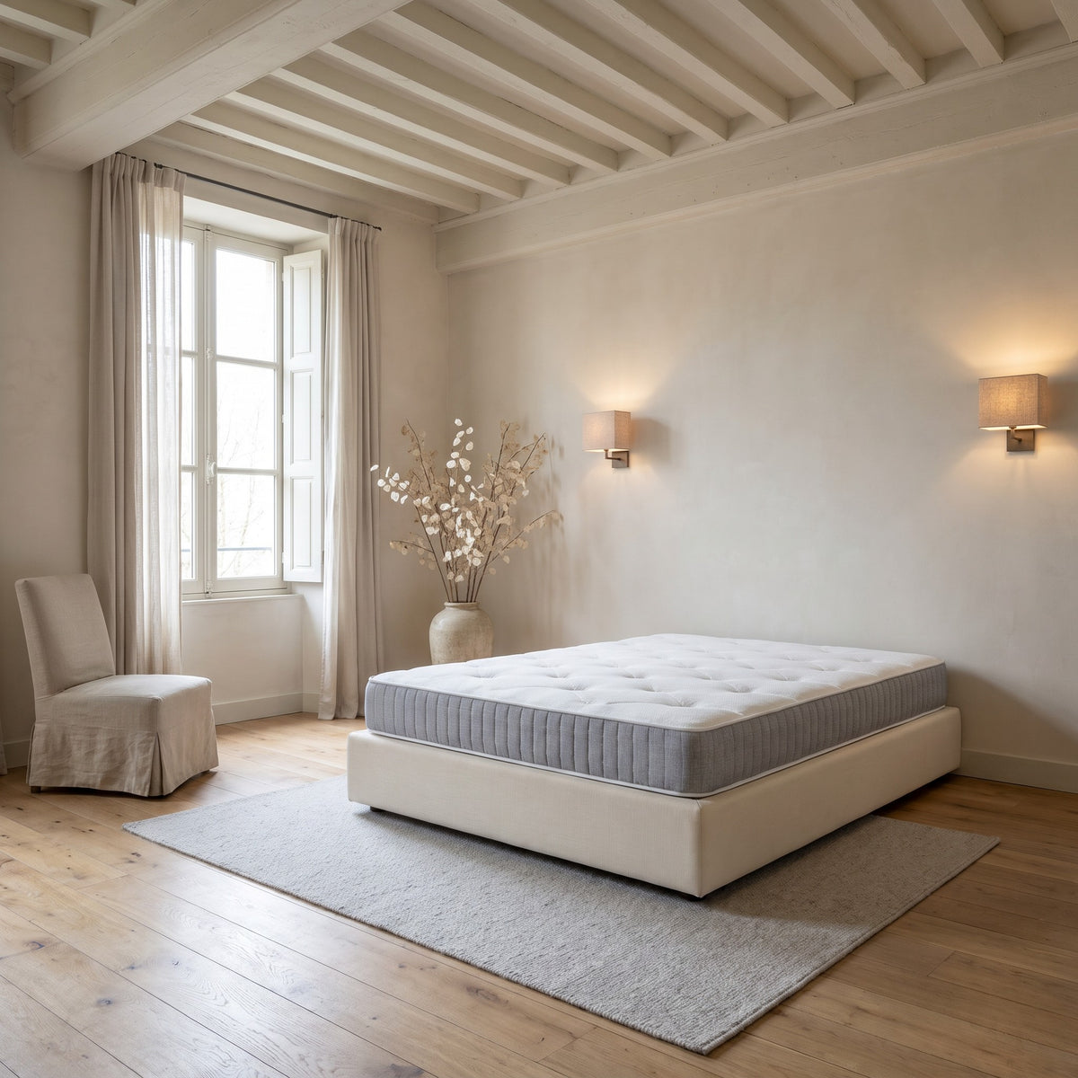 Matelas à ressorts ensachés matelassé, confort moyen, chambre de jour #Épaisseur_19 cm