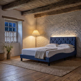 Sommier en tissu avec éclairage LED bleu, chambre de nuit #Couleur_Bleu