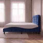 Sommier en velours avec éclairage LED bleu, vue de côté #Couleur_Bleu
