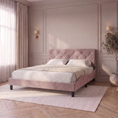 Sommier en velours avec éclairage LED rose, chambre de jour #Couleur_Rose